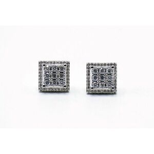 Elegant Silver Square Stud Earrings